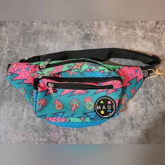 Maui and Sons Other - Maui and Sons Retro 80's 90's Tropical Neon Pink Teal Fanny Bag Waist Pack VTG